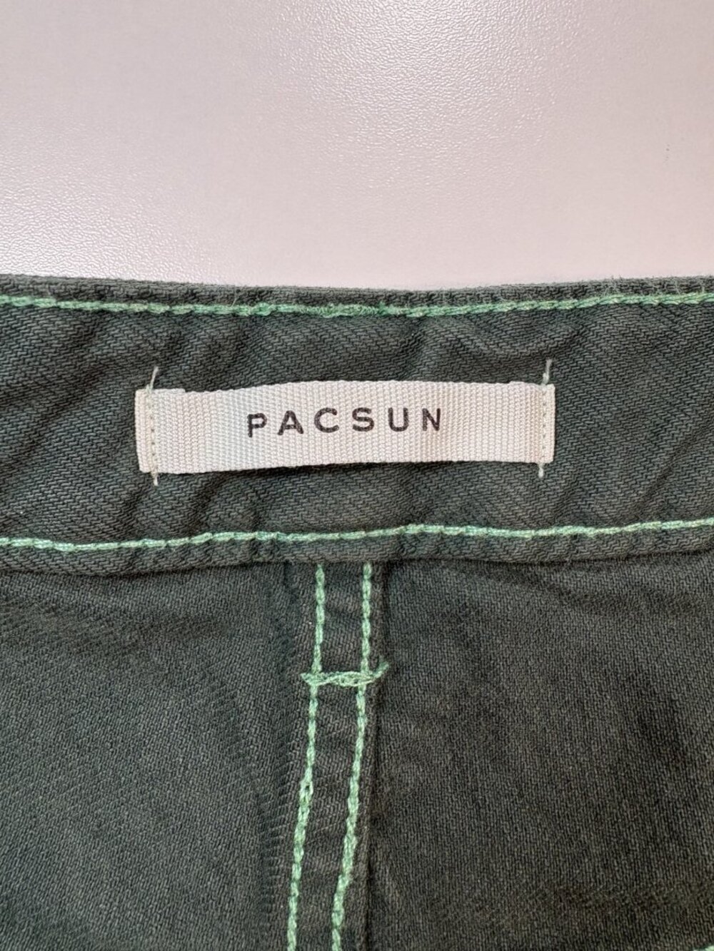PacSun Green Cargo Pants Women's Size 26/28 Y2K Baggy Utility Contrast Stitch - Picture 5 of 14